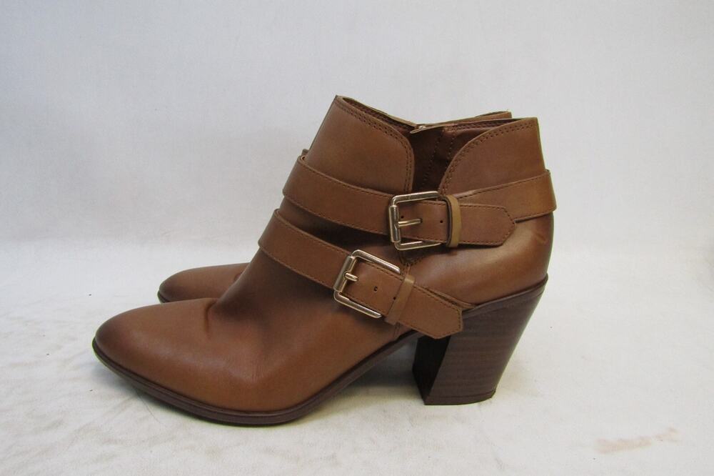 Franco Sarto Womens Size 8.5 M Brown Leather Zip Ankle Heeled Boots Bootie